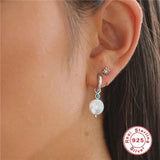 Baroque Irregular Pearls Earrings 925 Silver Turquoise Stone Hoop Earrings