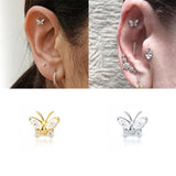 Flower Lightning Butterfly Cross Silver 925 Piercing Earrings