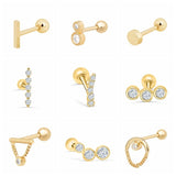 Flower Lightning Butterfly Cross Silver 925 Piercing Earrings
