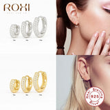 Zircon Crystals Hoop Earrings 925 Sterling Silver Huggie Earrings