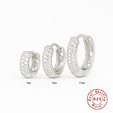 Zircon Crystals Hoop Earrings 925 Sterling Silver Huggie Earrings