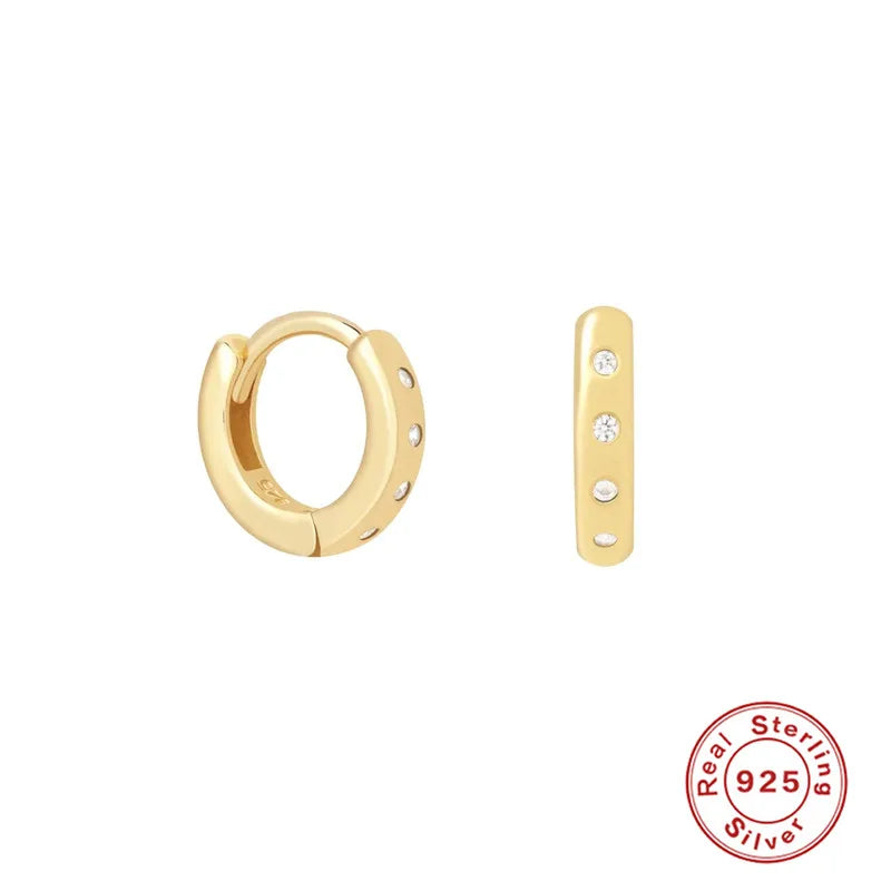 Crystal Hoop Earrings 925 Sterling Silver Y2k Europe America Pendientes Hombre