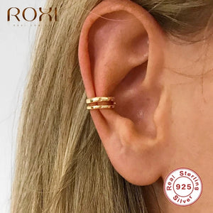 Silver 925 Double Line No Piercing Ear Cuff Earring