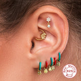 Sterling Silver Crystal Dangle Earrings Enamel Jewelry