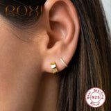 Wide Round 925 Sterling Silver Hoop Earrings Glossy Brincos