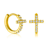 925 Silver Heart Pin Hoop Earrings Crystal Jewelry