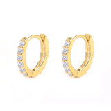 925 Silver Heart Pin Hoop Earrings Crystal Jewelry