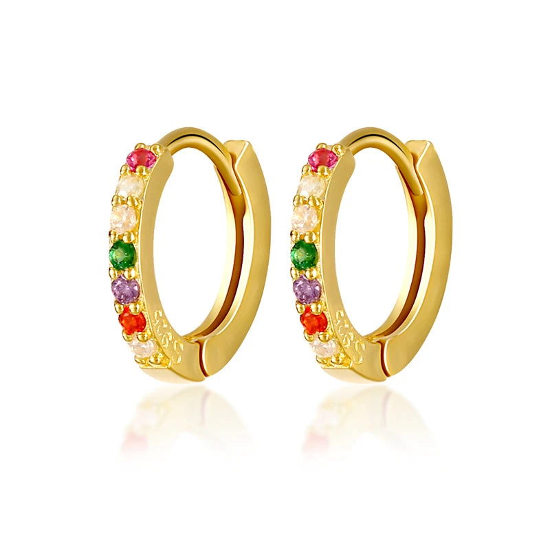 925 Silver Heart Pin Hoop Earrings Crystal Jewelry