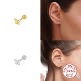 Minimalism Sterling Silver Stud Earrings Moon Snake Butterfly Geometry Piercings