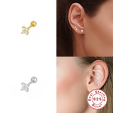 Minimalism Sterling Silver Stud Earrings Moon Snake Butterfly Geometry Piercings