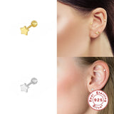 Minimalism Sterling Silver Stud Earrings Moon Snake Butterfly Geometry Piercings