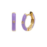 Purple Crystal Hoop Earrings Silver Geometry Huggie Earrings