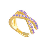 Purple Crystal Hoop Earrings Silver Geometry Huggie Earrings