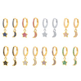 Colorful Zircon Round Hoop Earrings 925 Silver