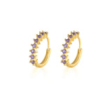 Colorful Zircon Round Hoop Earrings 925 Silver
