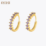 Colorful Zircon Round Hoop Earrings 925 Silver