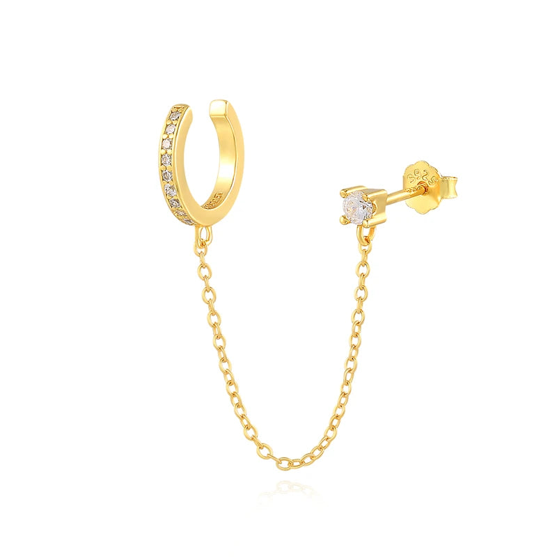 Zircon Line Stripe Ear Cuffs 925 Silver