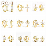 Colorful Stars Zircon Hoop Earrings 925 Sterling Silver