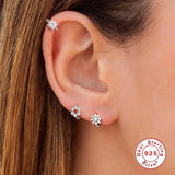 Colorful Stars Zircon Hoop Earrings 925 Sterling Silver