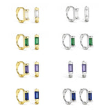 Colorful Stars Zircon Hoop Earrings 925 Sterling Silver
