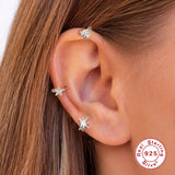 Colorful Stars Zircon Hoop Earrings 925 Sterling Silver