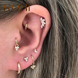 925 Silver Stud Earrings Moon Star Lightning Constellation Piercing