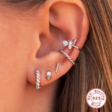 Zircon Stud Earrings for Women Skeleton Eyes Bone Geometry Piercings 925