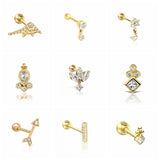 Zircon Stud Earrings for Women Skeleton Eyes Bone Geometry Piercings 925