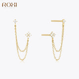 Double Ear Stud Earrings 925 Silver Piercing Jewelry