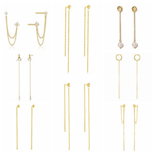 925 Silver Long Chains Tassel Earrings for Women