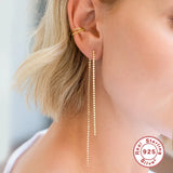 925 Silver Long Chains Tassel Earrings for Women