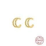 Double Layer Small Round Beads Clip on Earrings Silver 925 Jewelry