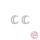 Double Layer Small Round Beads Clip on Earrings Silver 925 Jewelry