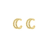 Double Layer Small Round Beads Clip on Earrings Silver 925 Jewelry