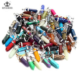 10pcs Natural Stone Quartz Bullet Hexagon Point Pendulum Column