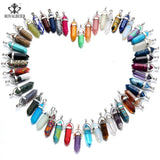10pcs Natural Stone Quartz Bullet Hexagon Point Pendulum Column