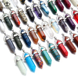 10pcs Natural Stone Quartz Bullet Hexagon Point Pendulum Column
