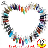 10pcs Natural Stone Quartz Bullet Hexagon Point Pendulum Column