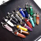 10pcs Natural Stone Quartz Bullet Hexagon Point Pendulum Column
