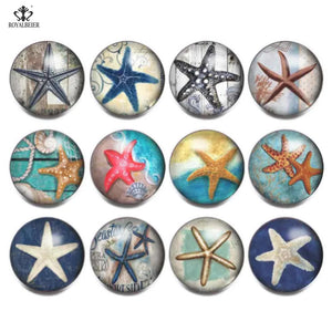 12pcs Mixed Color Glass Starfish Snap Button Charms For DIY Bracelet
