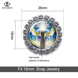 12pcs 18mm Mix Blessing Word Round Glass Beads Snap Bracelets Women Jewelry