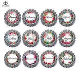 12pcs 18mm Mix Blessing Word Round Glass Beads Snap Bracelets Women Jewelry