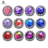 12pcs 18mm Mix Blessing Word Round Glass Beads Snap Bracelets Women Jewelry