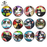 12pcs Animal Cat 18mm Snap Button Glass Charms DIY Bracelet Women Jewelry
