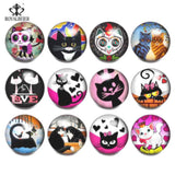 12pcs Animal Cat 18mm Snap Button Glass Charms DIY Bracelet Women Jewelry