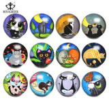 12pcs Animal Cat 18mm Snap Button Glass Charms DIY Bracelet Women Jewelry