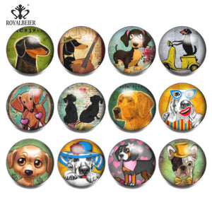 12pcs Cartoon Dog Glass Snap Buttons 18mm for Snap Jewelry - KZ1006