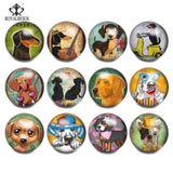 12pcs Cartoon Dog Glass Snap Buttons 18mm for Snap Jewelry - KZ1006