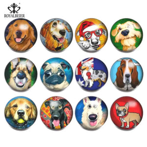 12pcs Cartoon Dog Glass Snap Buttons 18mm for Snap Jewelry - KZ1006