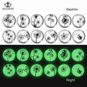 12pcs Mix Colors Luminous 18mm Glass Snap Button Jewelry KZ1205